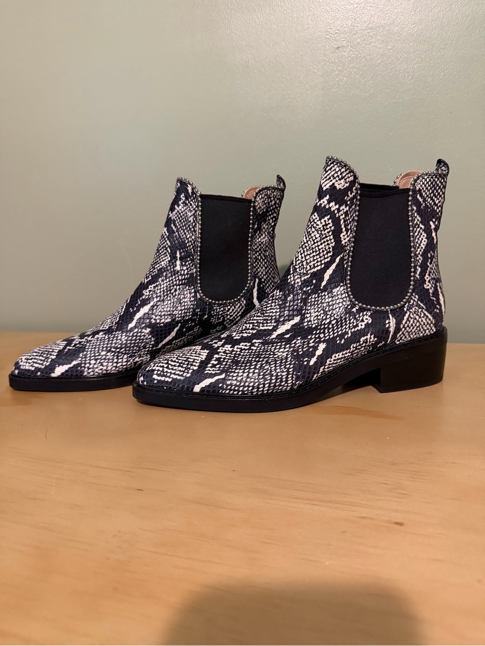 Coach Snake-Print Chelsea Boots for Women - Black/White